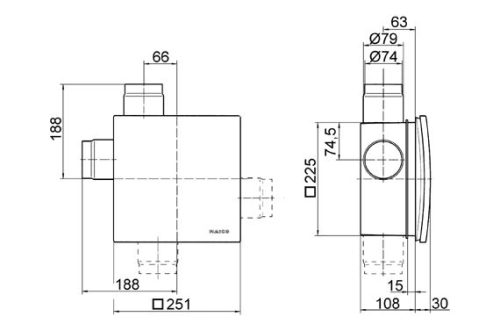 Maico ER 100 GVZ Ventilátor egység fedéllel és szűrővel süllyesztett házba történő beszereléshez, légmennyiség 101 m3/h, alapterhelési kapcsolással és késleltető kapcsolóval  Termékszám: 0084.0139