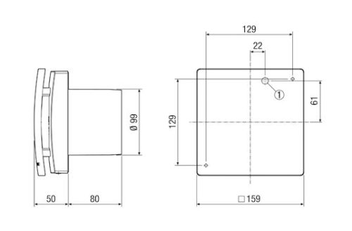 Maico ECA 100 ipro K Kétfokozatú kishelyiség ventilátorok elektromos belső csappantyúval, DN 100, alapkivitel  Termékszám: 0084.0205