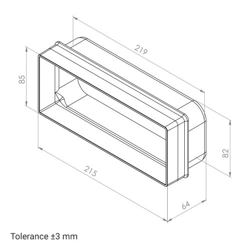 Dalap PVC átalakító szűkítő idom szögletes légcsatornákba 220x90 mm / 222x89 mm