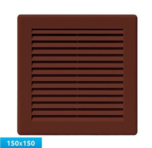 Awenta TRU2BR négyszögletes fali rács 150X150, rovarhálóval, barna színben