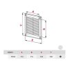 Awenta TRU2BR négyszögletes fali rács 150X150, rovarhálóval, barna színben