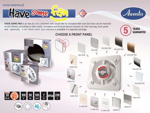 Awenta HSF KW100 kisventilátor, alap típus, előlap nélkül