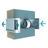 Aereco EFT 125 Önszabályozó, növelt léghozamú falátvezetéses légbevezető 89 m3/h (10 Pa), 178 m3/h (40 Pa), Ø125 mm ,fehér, szettben külső oldali esővédővel együtt