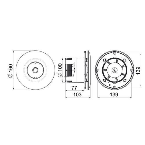 Awenta Orbit WXO100 kisventilátor, alap típus, fehér színben