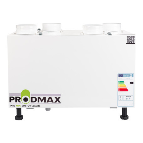PRODMAX 300 MINI V/H Classic  Max: 300m3/h, Bypass, Fagyvédelem előfűtővel, A4 szabályzóval, csonkméret 125 mm
