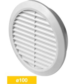   Awenta T30 kerek fali rács, rovarhálóval, fehér színben NA100