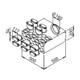   FRS flexibilis csőrendszer-ovál, Elosztódoboz  FRS-VK 10-51/160