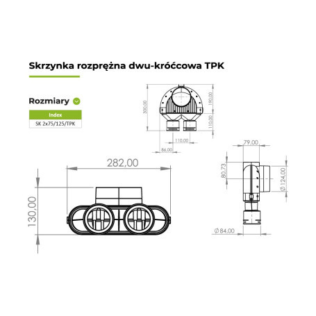 HŐVP PRODMAX SK 2x75/125 TPK műanyag szelepfogadó