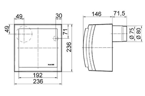 Maico ER-AP 60 VZ Falon kívüli ventilátor elszívásra, légmennyiség 61 m3/h, késleltető kapcsolóval  Termékszám: 0084.0151