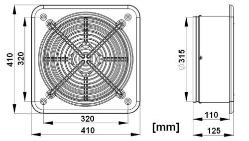 Awenta WO315/4 fali axiális ventilátor ABS műanyag kerettel
