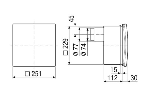 Maico ER-UP/GH  Süllyesztett beszerelésű ház műanyag kifúvó csonkkal hátul, ER 60 E / ER 100 E ventilátorok felvételére Termékszám: 0084.0370