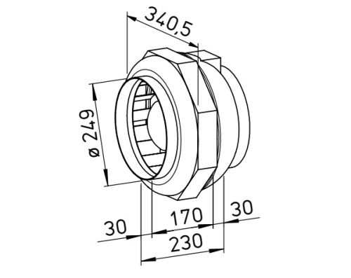 Helios RRK 250 Műanyagházas radiális csőventilátor