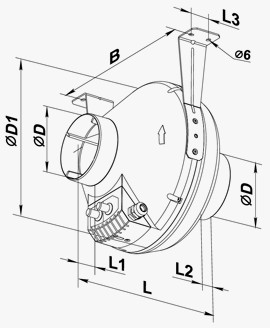 VENTS VK 250 Cső közé építhető, műanyag házas, radiál lapátozású csőventilátor. Na 250. 