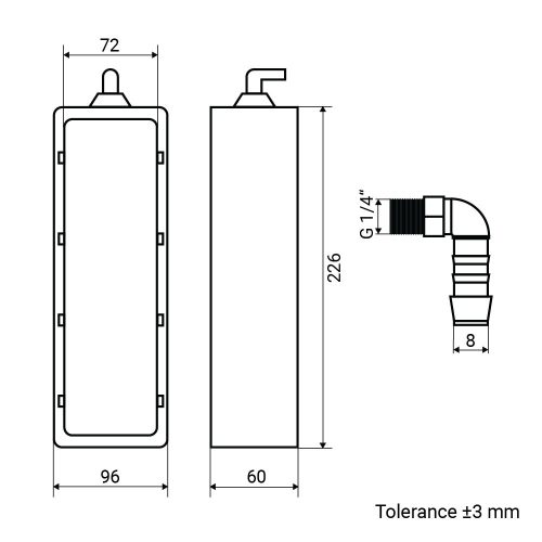 Dalap KA 220x90 mm műanyag kondenzvíztartály szögletes csővezetékekből történő a kicsapódott pára elvezető
