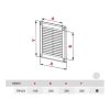 Awenta TRU24BR négyszögletes fali rács 200X300 rovarhálóval, barna