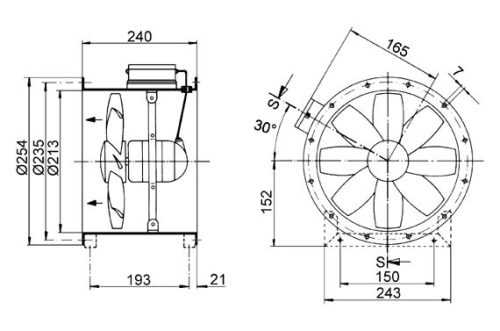 Maico DZR 20/2 B Ex e Axiál csőventilátor, DN 200, háromfázisú váltóáram, robbanásbiztos  Termékszám: 0086.0700