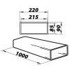 PVC szögletes csővezeték légcsatornákba, merev 220x90 mm, hossz 1000 mm