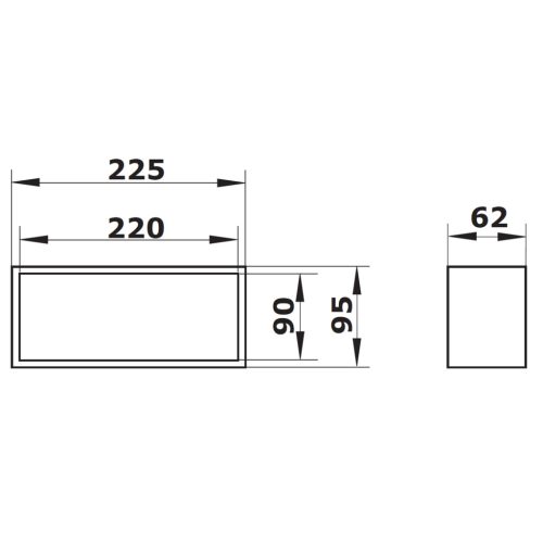 Dalap PVC külső csőtoldó, szögletes 220x90 mm 