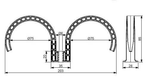 Awenta PRO VH75-2 rögzítő bilincs 2*75mm-es csövekhez
