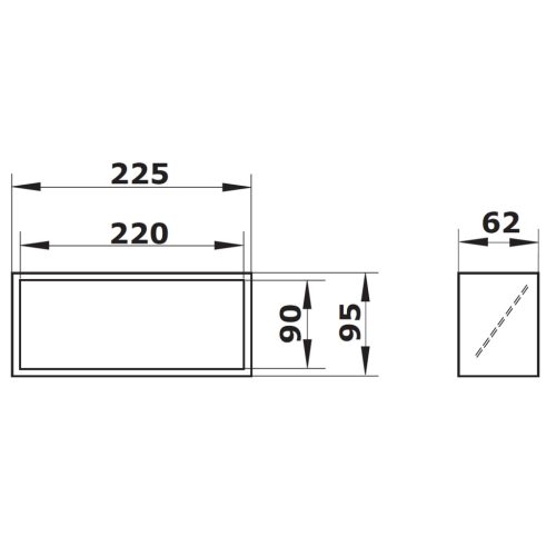 Dalap PVC külső csőtoldó visszacsapó szeleppel, szögletes 220x90 mm