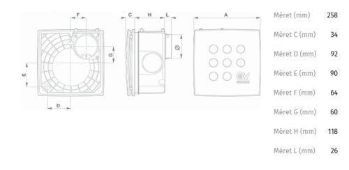 Vortice Micro 100 I T radiális kisventilátor süllyesztett házzal, állítható időkapcsolóval (12018)