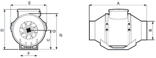 Vortice Lineo 125 műanyagházas félradiális csőventilátor