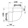 Dalap PVC függőleges könyökidom szögletes légcsatornákba 90°, 220x90 mm
