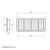 Dalap 972 PVC szögletes szellőzőrács a csővezeték lezárására, 220x90 mm, fehér