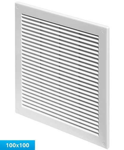 Awenta TRU30 négyszögletes fali rács 100X100, rovarhálóval, fehér színben