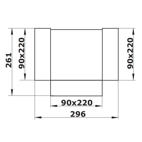 Dalap PVC "T" ágidom szögletes légcsatornákba 220x90 mm