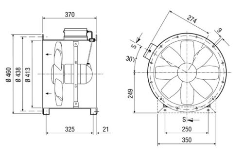 Maico DZR 40/4 B Ex e Axiál csőventilátor, DN 400, háromfázisú váltóáram, robbanásbiztos  Termékszám: 0086.0710