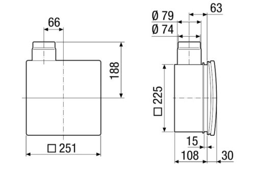 Maico ER - UPD Süllyesztett beszerelésű ház tűzvédelmi zárószerkezettel ER 60 / ER 100 ventilátorok vagy Centro-M / Centro-E / Centro-H elszívó elemek felvételére  Termékszám: 0093.0972