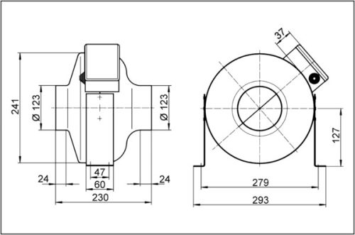Maico ERR 12/1 Radiál csőventilátor, DN 125, váltóáramú  Termékszám: 0080.0272