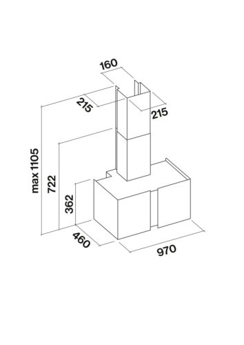 Falmec OUTLET - Páraelszívó MIRABILIA Square 97 inox T80 LED elszívótest - A készlet erejéig rendlhető!