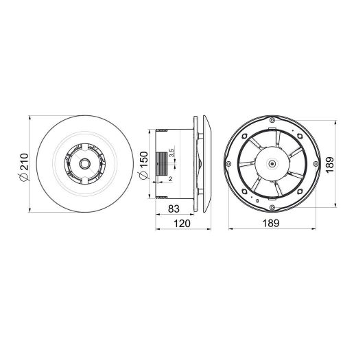 Awenta Orbit WXO150 kisventilátor, alap kivitelben
