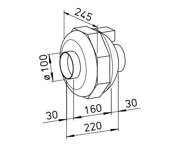 A Helios RRK 100 méretrajza milliméterben (gyári rajz)