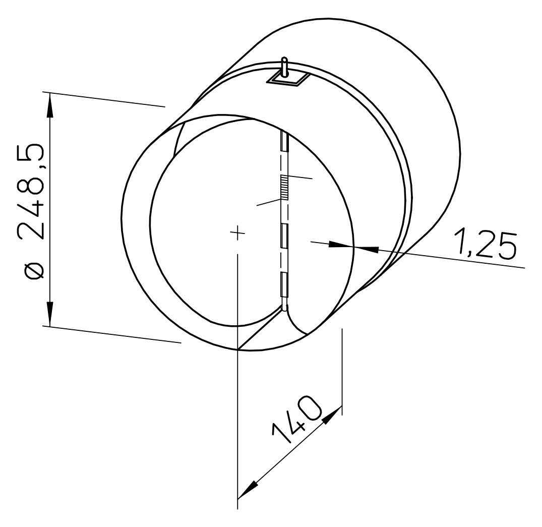 A Helios RSK 250 visszacsapó szelep méretrajza milliméterben (gyári rajz)
