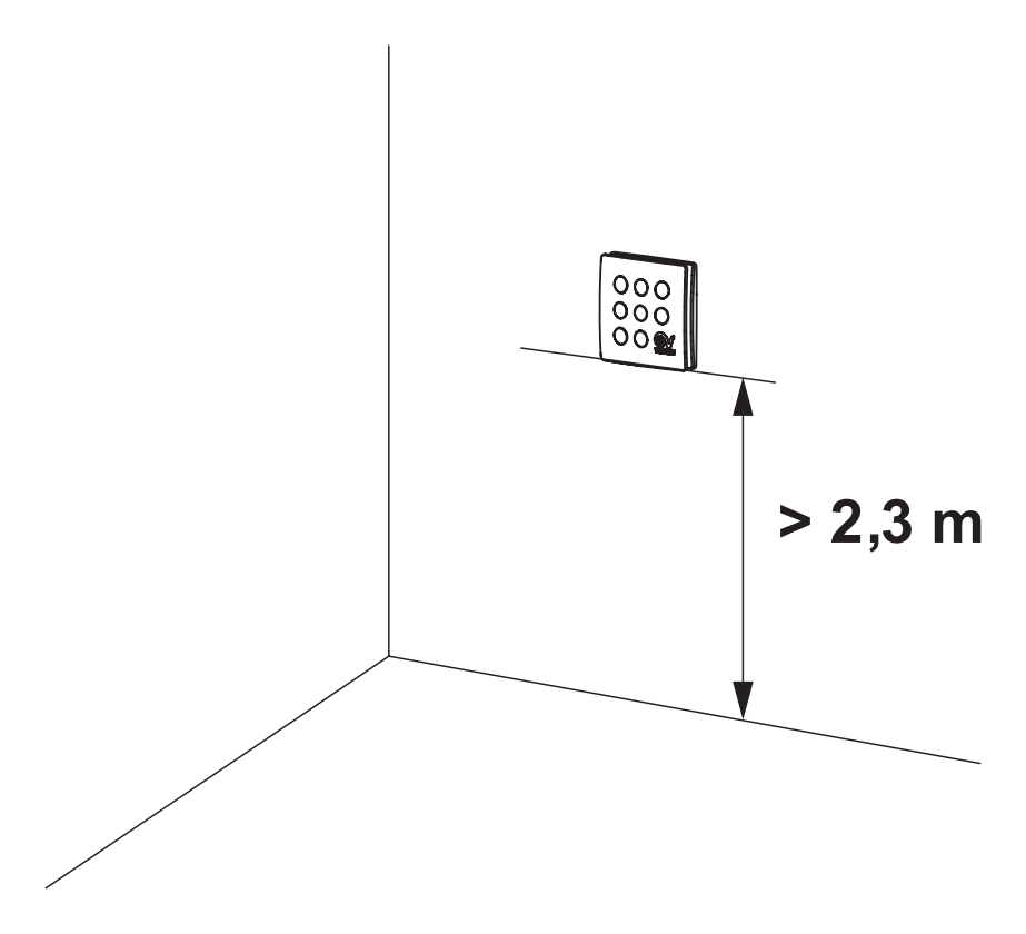 A ventilátort 2,3 méternél magasabbra kell szerelni (gyári ábra)